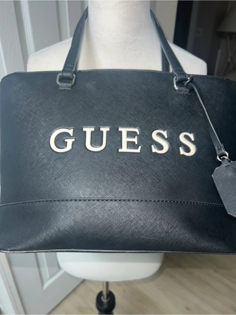 GUESS Black Saffiano Tote Bag